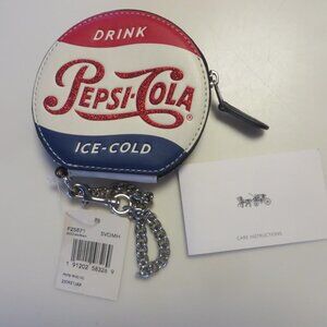NWT Coach X Pepsi Cola Limited Edition Leather Zip Coin Case/Purse